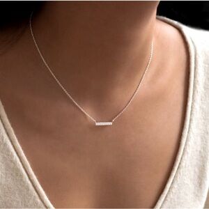 Pave Bar Necklace | Silver - NWOT